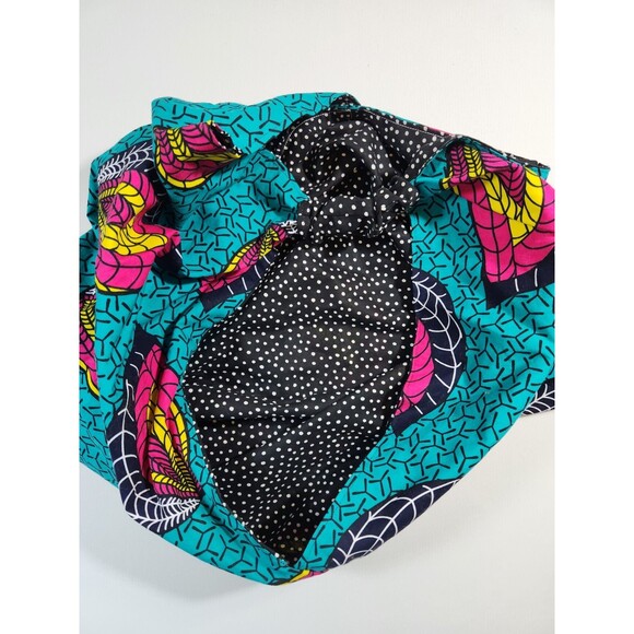 Vibrant Hobo-Style Bento Bag Minimalist Cotton Wax Print Polka Dot Reversible - Picture 4 of 8